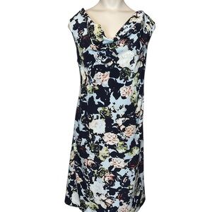 GAP MATERNITY sz Small Dress Sleeveless Back/Front Bow Tie Floral Blue Multi